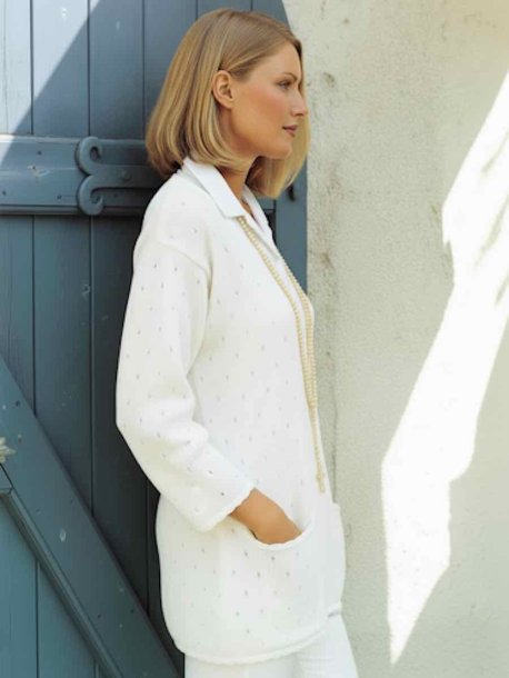 Lang genser med v-hals og lommer