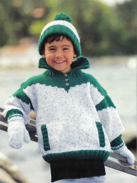 Barntröja, mössa och vantar