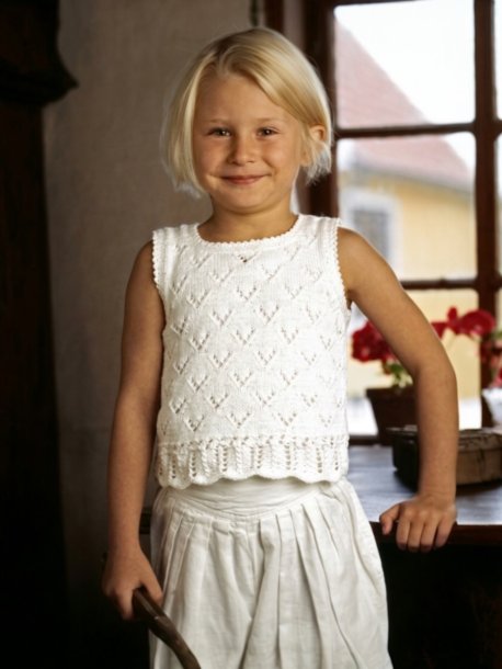 Blondestrikket cardigan og tanktopp